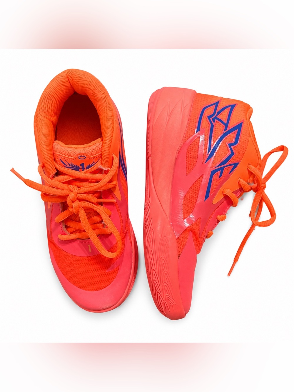 Puma MB.01 LaMelo Ball Kids Bright Orange Athletic Sneakers Size 3Y